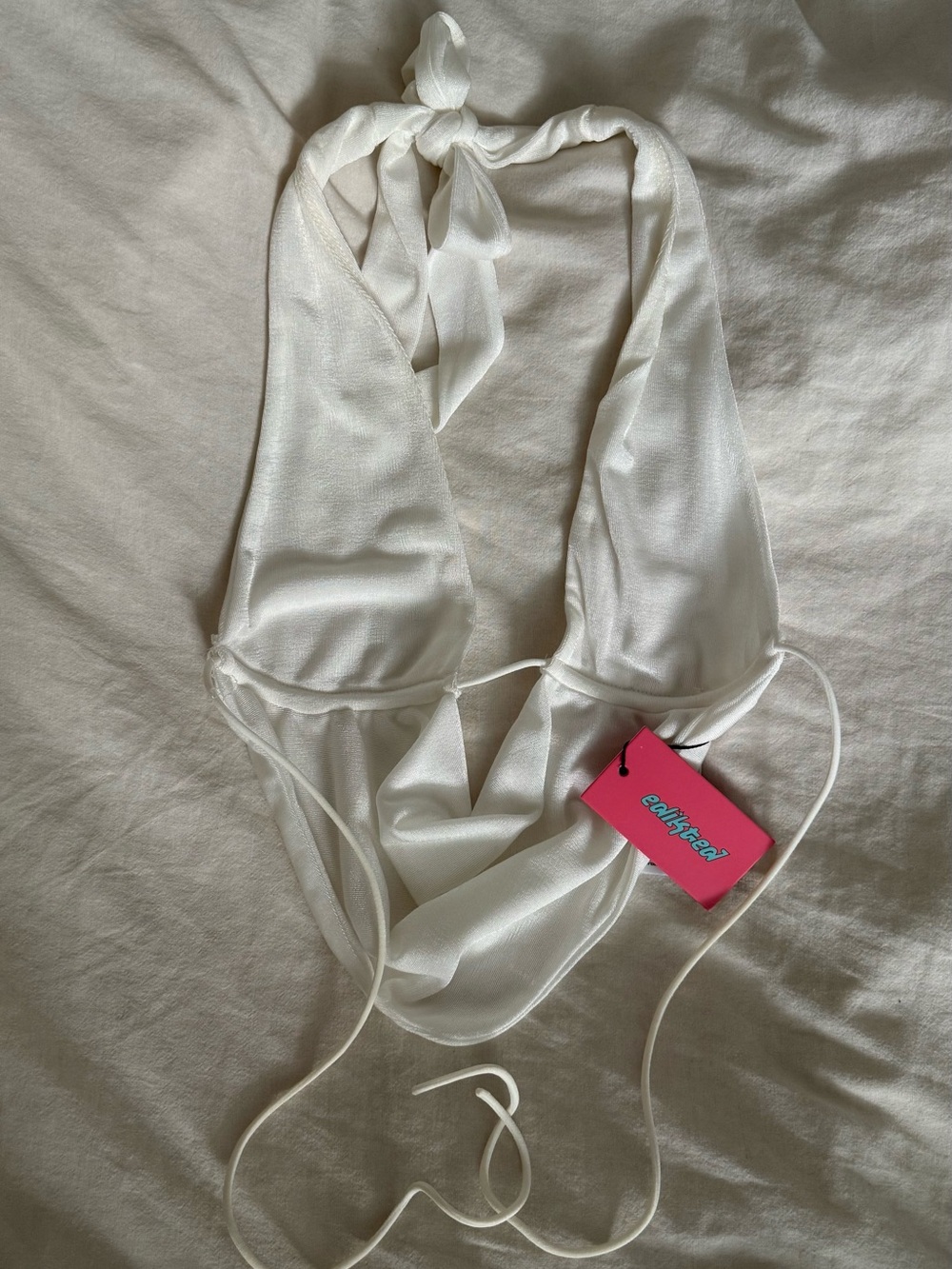 Edikted White Halter Crop Top